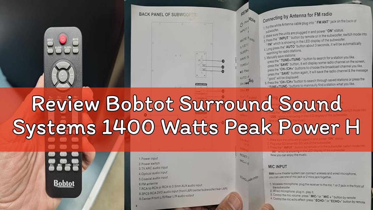 Review Bobtot Surround Sound Systems 1400 Watts Peak Power Home Theater Speakers - 12