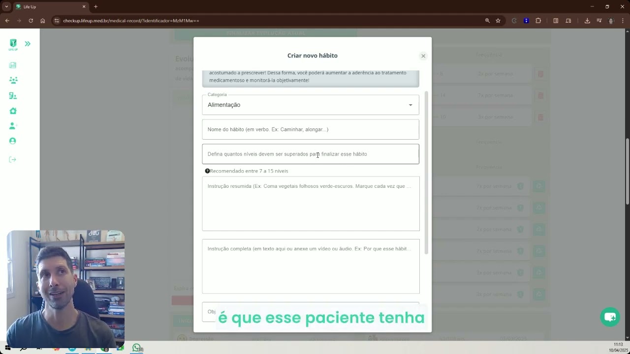 Como editar/criar hábitos para usar com meus pacientes no Life Up ?