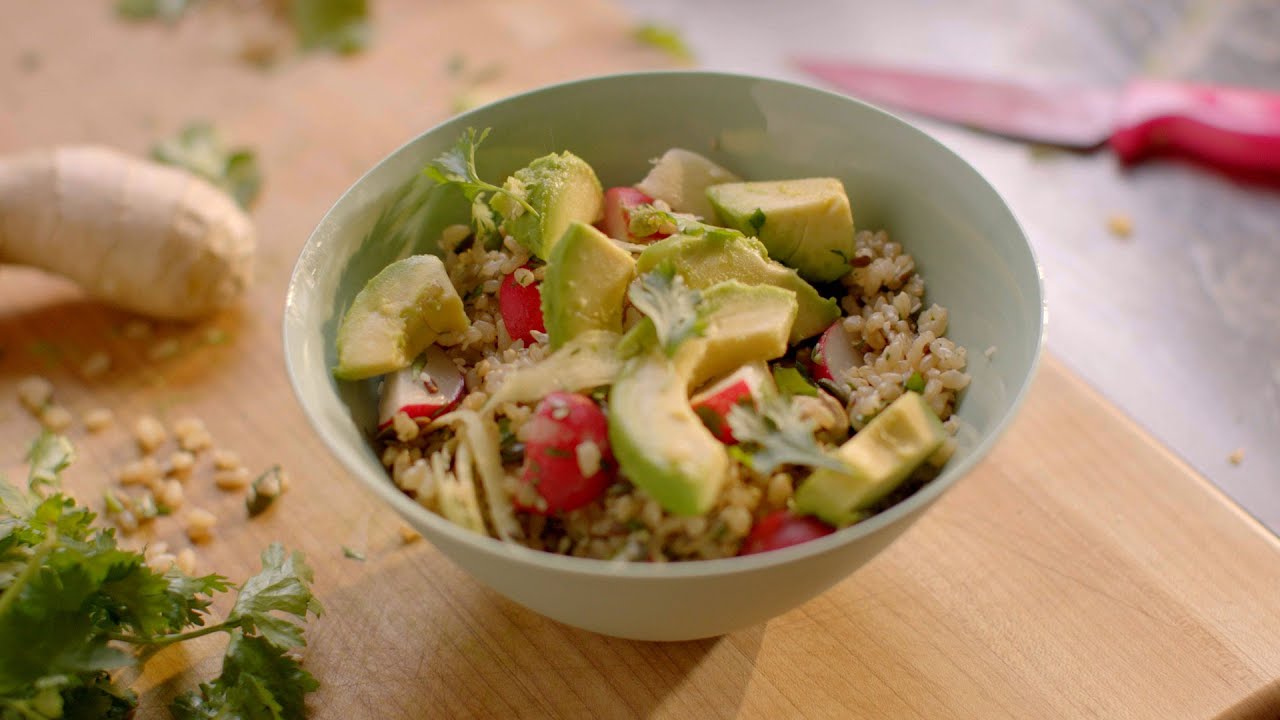 Rice bowl with ginger, radish and avocado recipe - Simply Nigella: Episode 3 - BBC