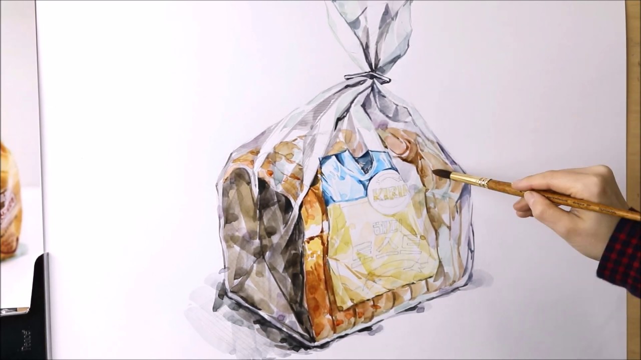 [수채화기초]15.정물수채화-식빵 수채화