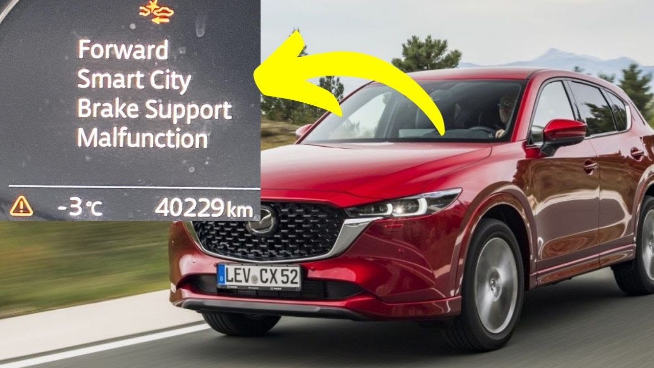 Предупреждение о неисправности системы поддержки торможения Forward Smart City в Mazda