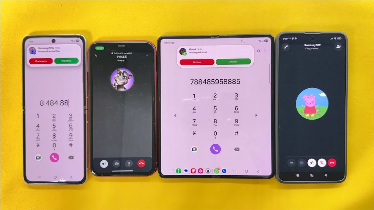 Viber & WhatsApp incoming Call Samsung Z Fold, Poco X6, IPhone 11, Z Flip