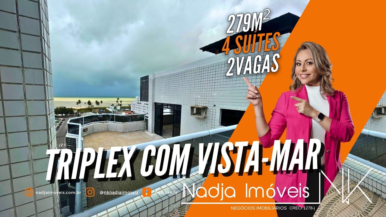 Cobertura Triplex de 279m² com 4 suítes e piscina a venda  no Jardim Oceania - João Pessoa PB.