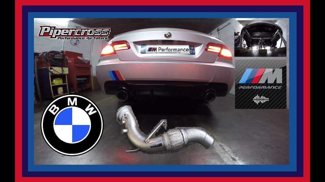 Echappement inox BMW 335d e92 ///M PERFORMANCE full tube 76mm. Amazing sound (full hd COMPLET) !