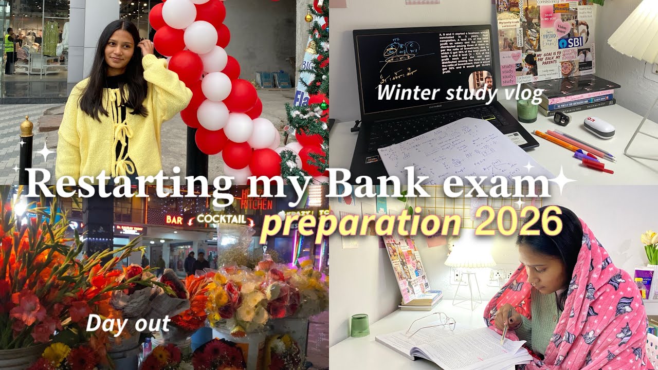 Restarting my BANK EXAM PREPARATION 2026📚💗Study vlog & Day out 🛍️