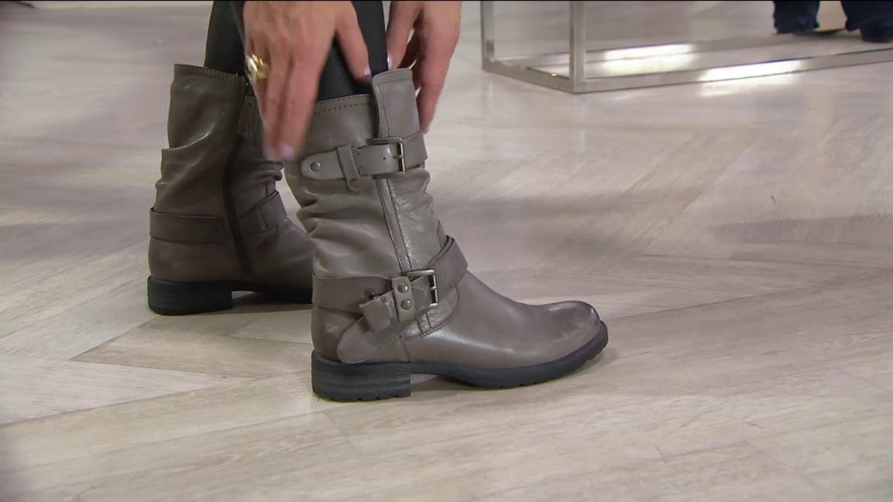 Earth Leather Mid Calf Boots w/ Buckles - Everwood on QVC