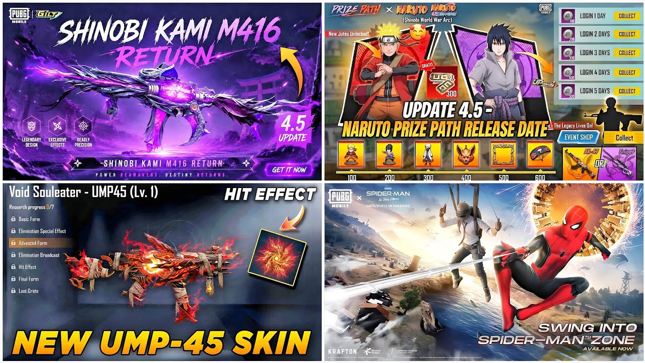 🔴 SHINOBI KAMI M416 RETURN 4.5 UPDATE ✅ NARUTO PRIZE PATH CONFIRM IN BGMI 🔥 NEW LV.8 UMP SKIN LEAKS