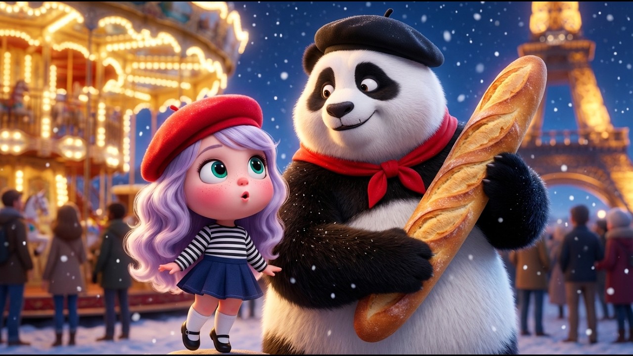 Chloe & Panda in Paris: Magical Eiffel Tower & Winter Carousel Journey🗼✨