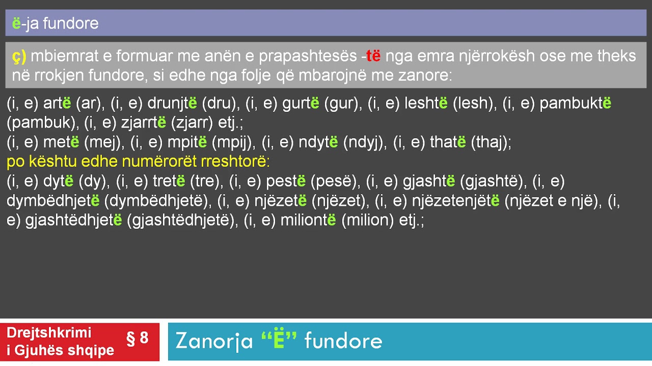Drejtshkrimi i Gjuhes Shqipe Kreu 8 ‎ë-ja fundore‎