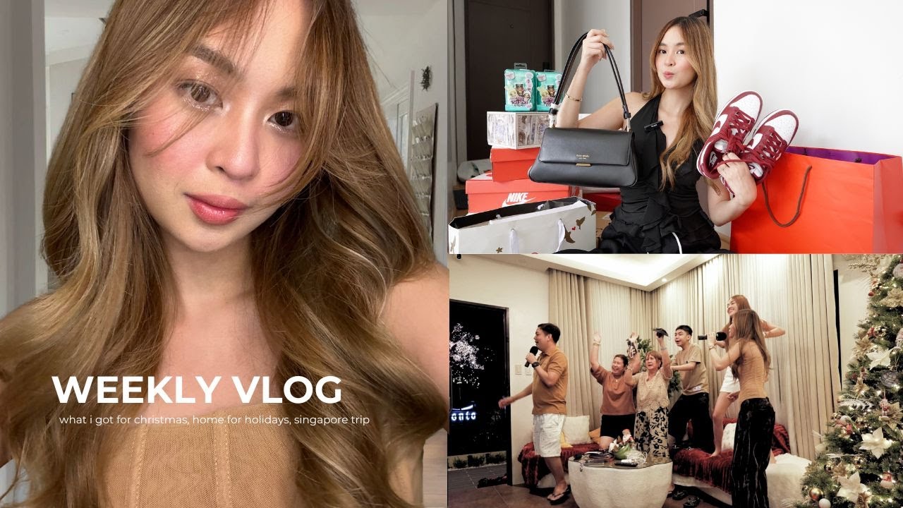 weekly vlog | what i got for christmas, home for holidays, wrapping gifts, & quick singapore trip