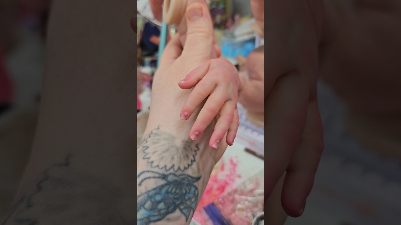 Painted nails on reborn doll Laura by Bonnie Brown