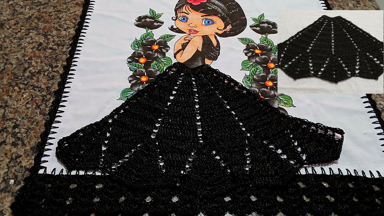 Saia 1 em croch&ecirc; pra boneca Catarina pano de prato