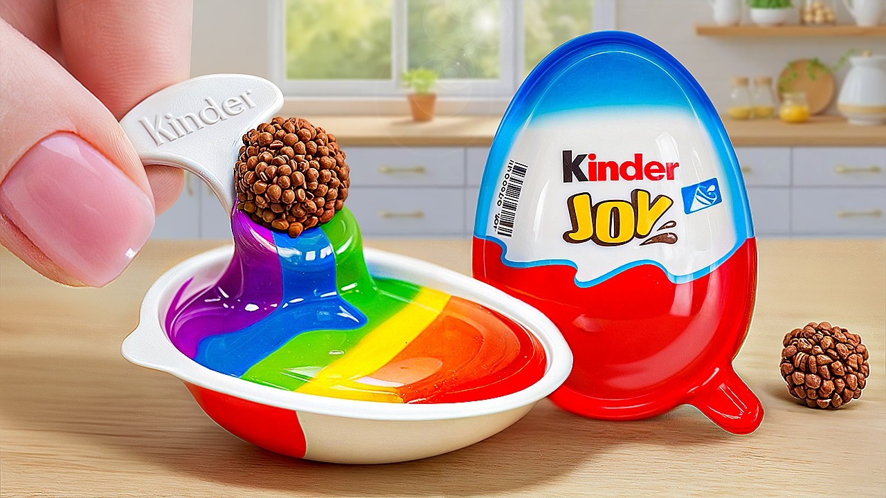 Best Kinder Joy Chocolate Cake | Easy Mini Rainbow Cake Decorating Guide!
