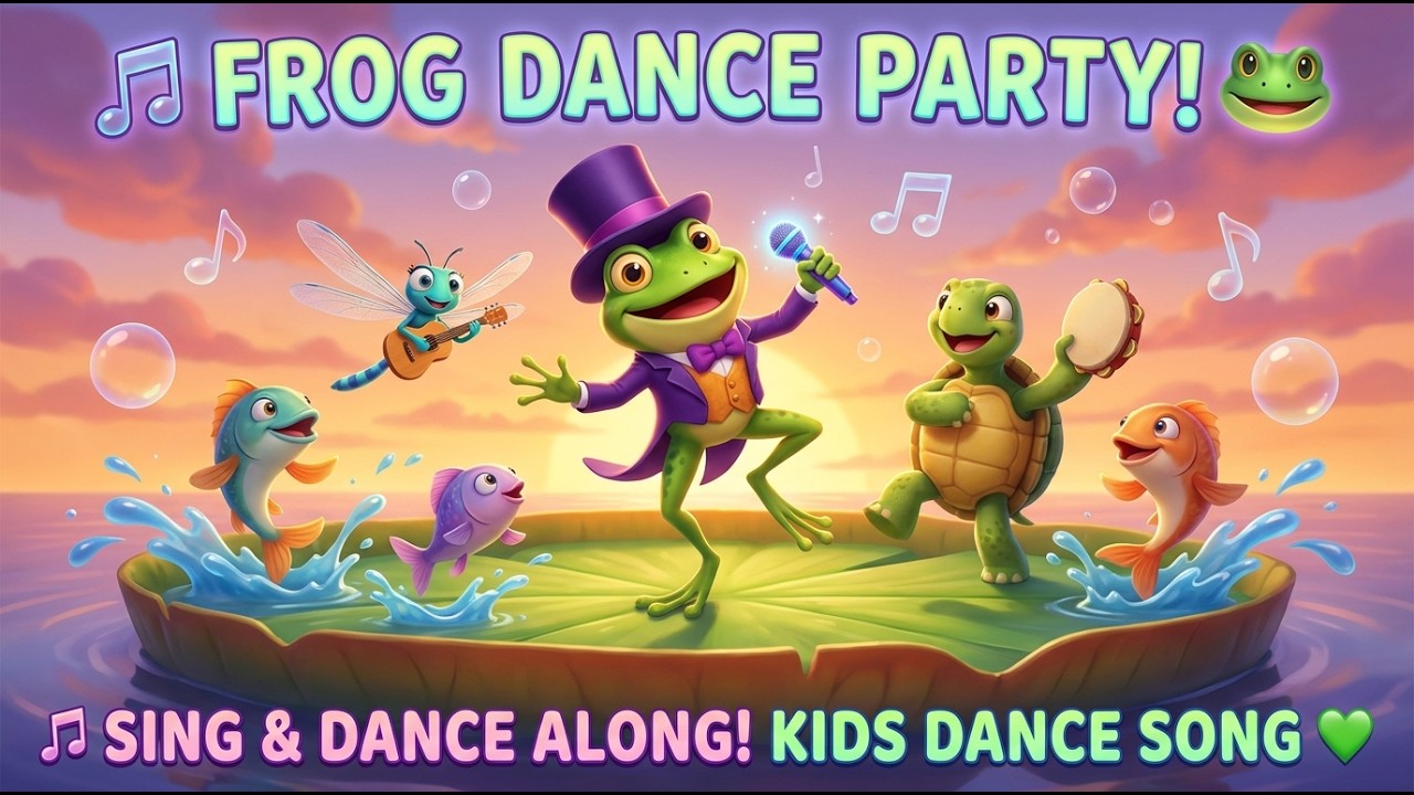 DANCING FROG!  | Fun Kids Dance Song & Nursery Rhyme | Pond Party Sing #kidssongs #nurseryrhymes