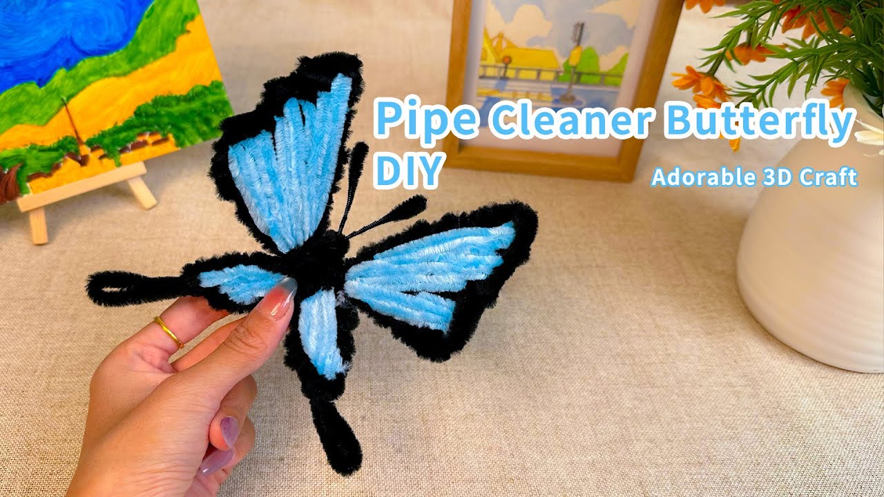 2、Pipe Cleaner Butterfly DIY Adorable 3D Craft