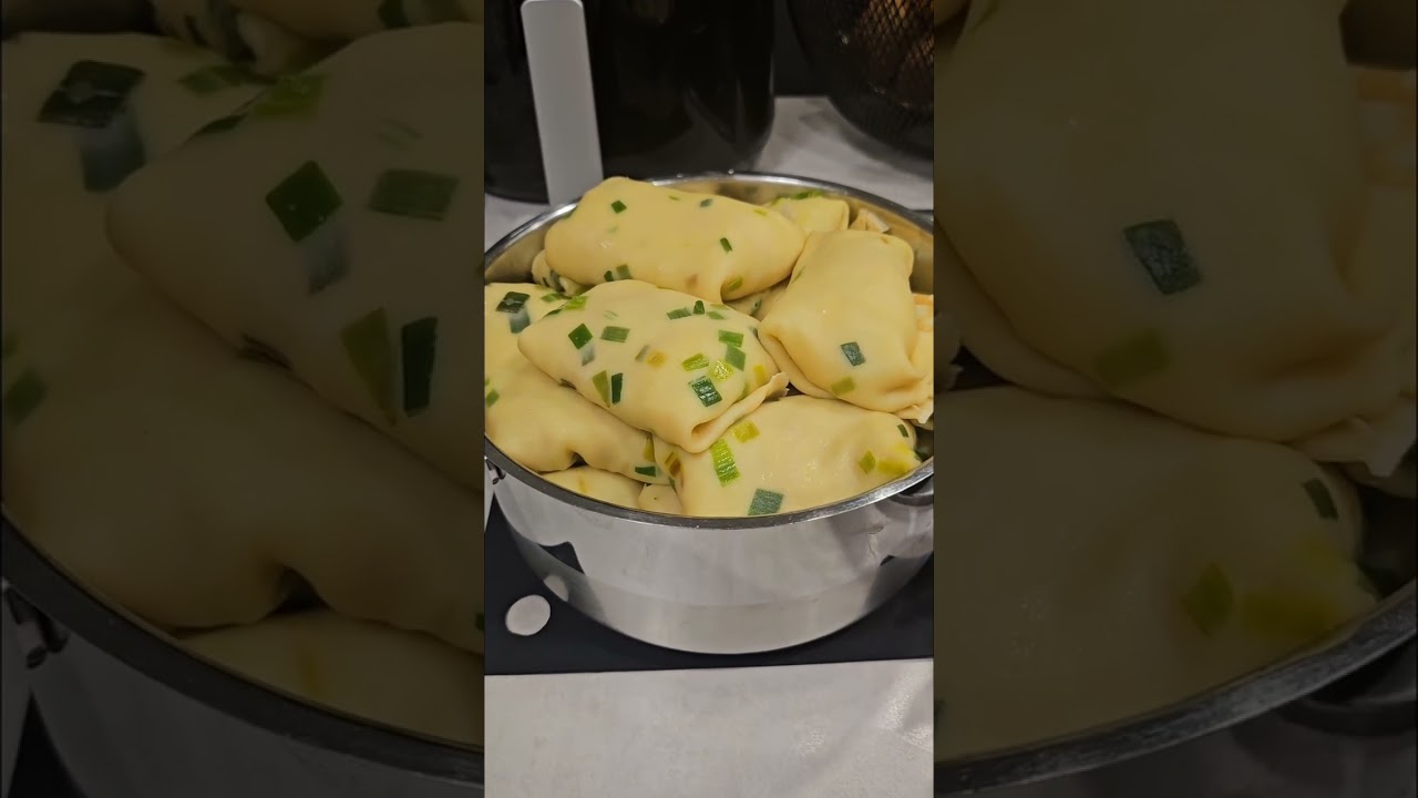 Тонкие блинчики с луком пореем в тесте!!!🔥Начинка:ветчина,сыр,укроп👌Очень вкусный,простой рецепт😋 