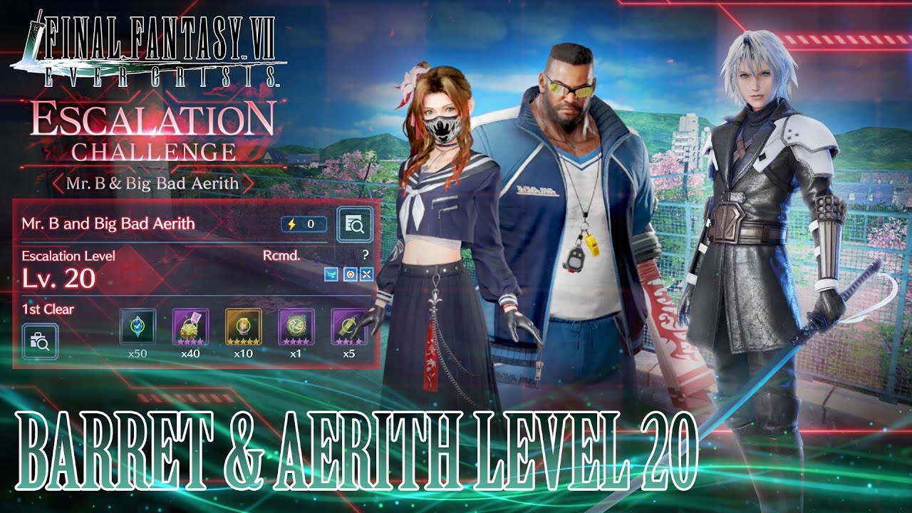 Level 20 Mr. B and Big Bad Aerith Escalation Challenge guide || Final Fantasy VII Ever Crisis