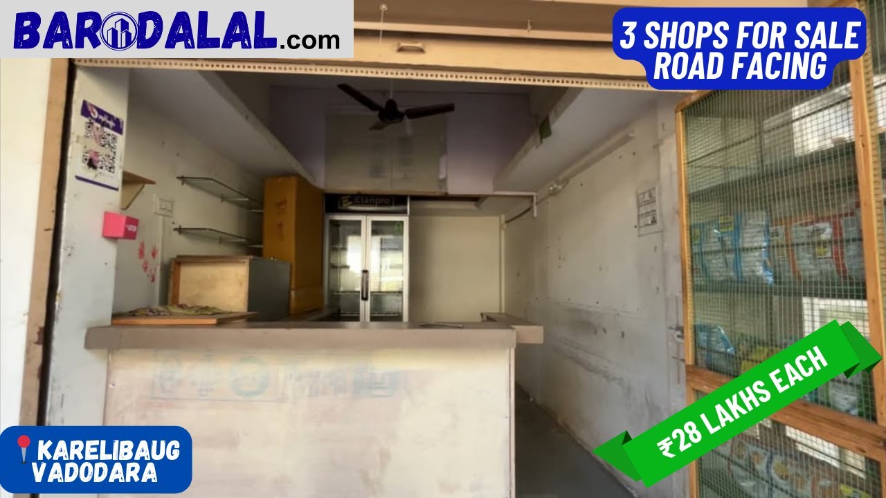 3 shops for sale in vadodara, karelibaug, yadavnagar shopping centre