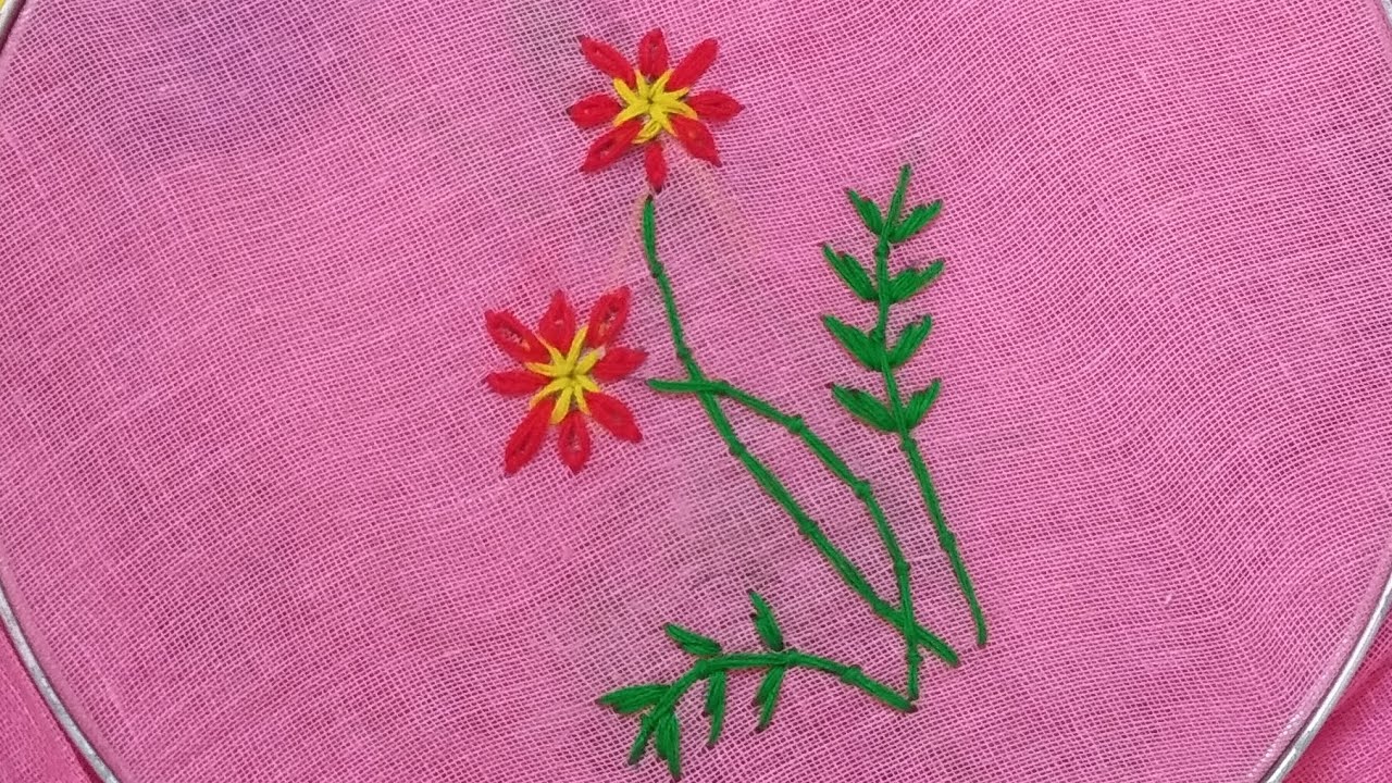 Very cute and lovely flowers design hand embroidery #trendingvideo#handembroidery  