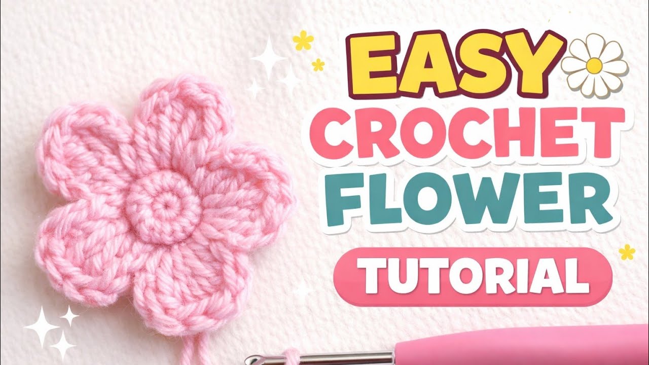 🧶 🌸easy crochet flower tutorial 🌸🧶#crochettutorial #crochetpattern # crochet 