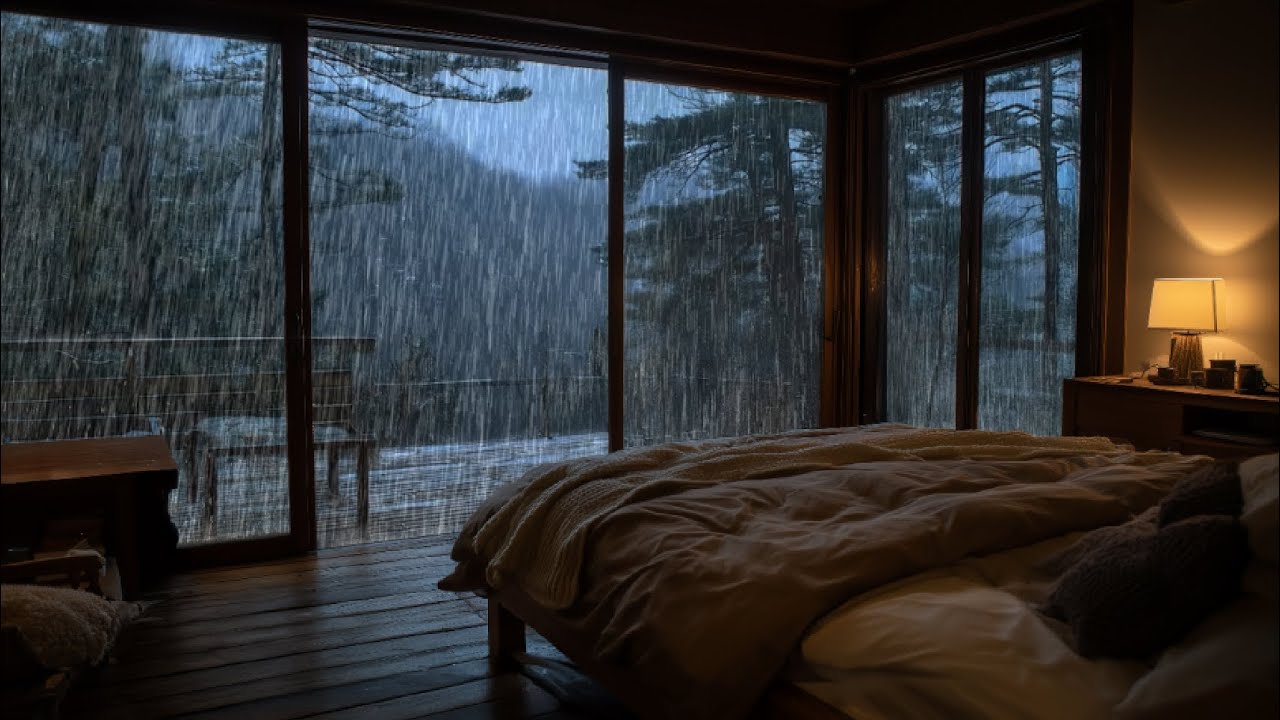 Нежный дождь над японским рёканом 🌧️ Уютная атмосфера горного рёкана для глубокого сна