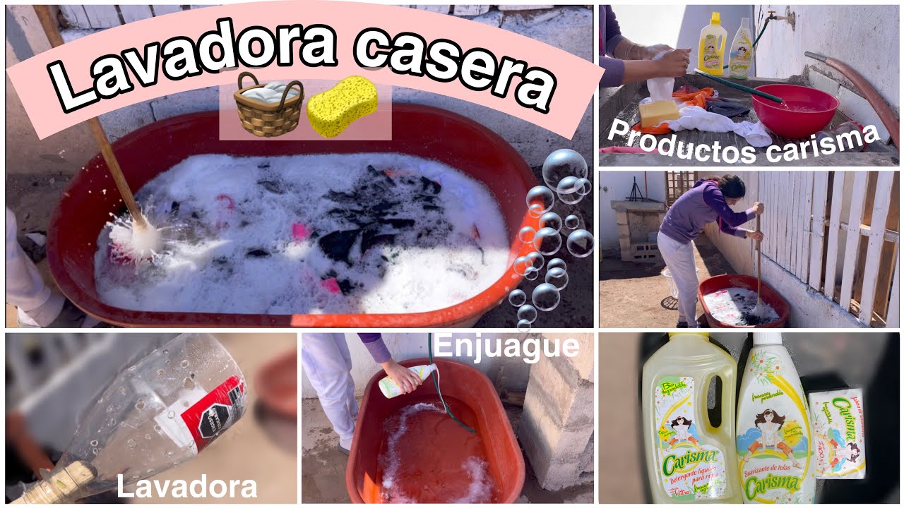 LAVANDO 🫧CON LAVADORA CASERA🧺🧽paso a paso de cómo hacerla #limpieza #lavadora