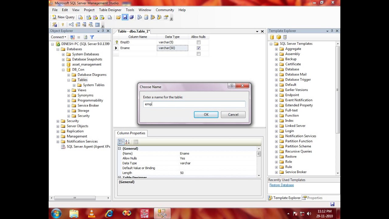 How to create database and tables in SQL Server 2005.avi
