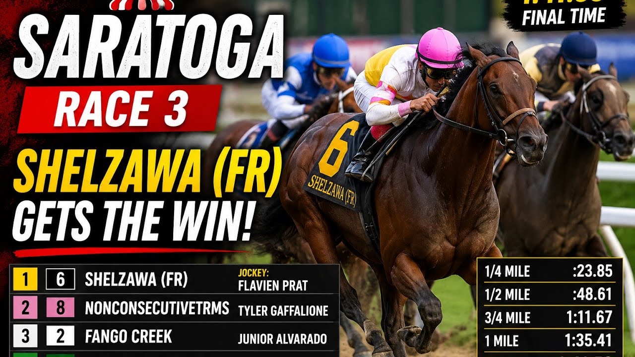 R3 Saratoga  🏇 Shelzawa (FR) Dominates Saratoga Race 3 | Full Race Replay & Results 04 Jul 2026