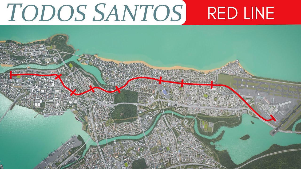 Red Line Light Rail - First Person Train Ride in Todos Santos (Cities: Skylines 1)