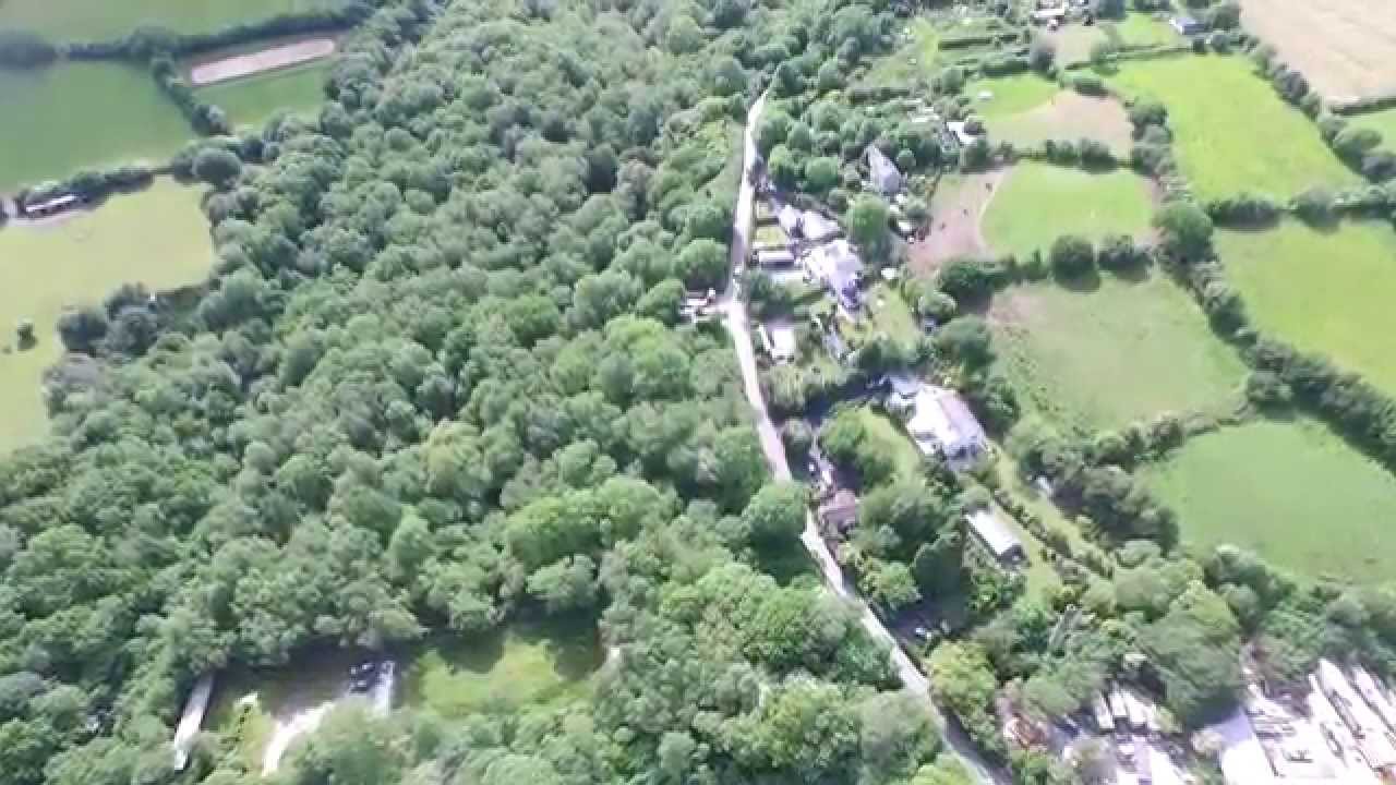 DJI Phantom 3 Professional drone UAV flight over The Eden Project, Cornwall.