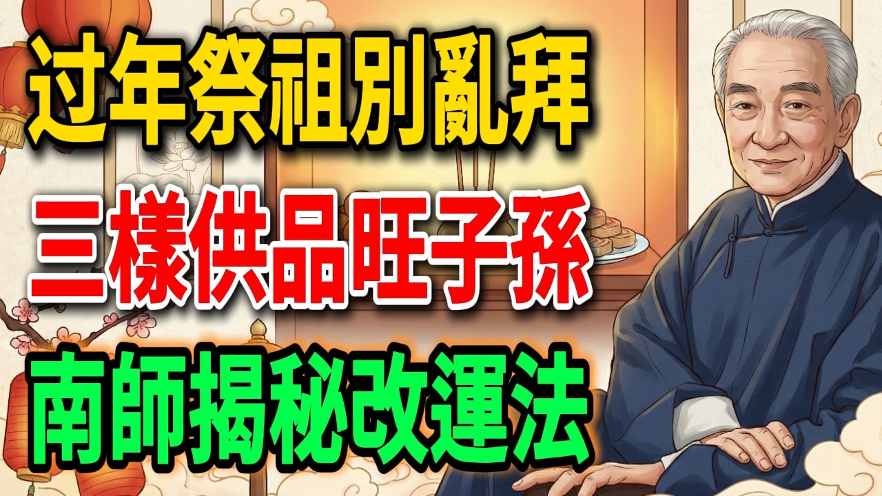 南懷瑾：只需擺對這 3 樣供品，瞬間接通祖先能量這不是迷信，是延續家族香火、保佑子孫興旺的頂級智慧。#南懷瑾 #除夕祭祖 #佛法智慧 #因果 #風水佈局 #家族興旺 #改運 #傳統文化