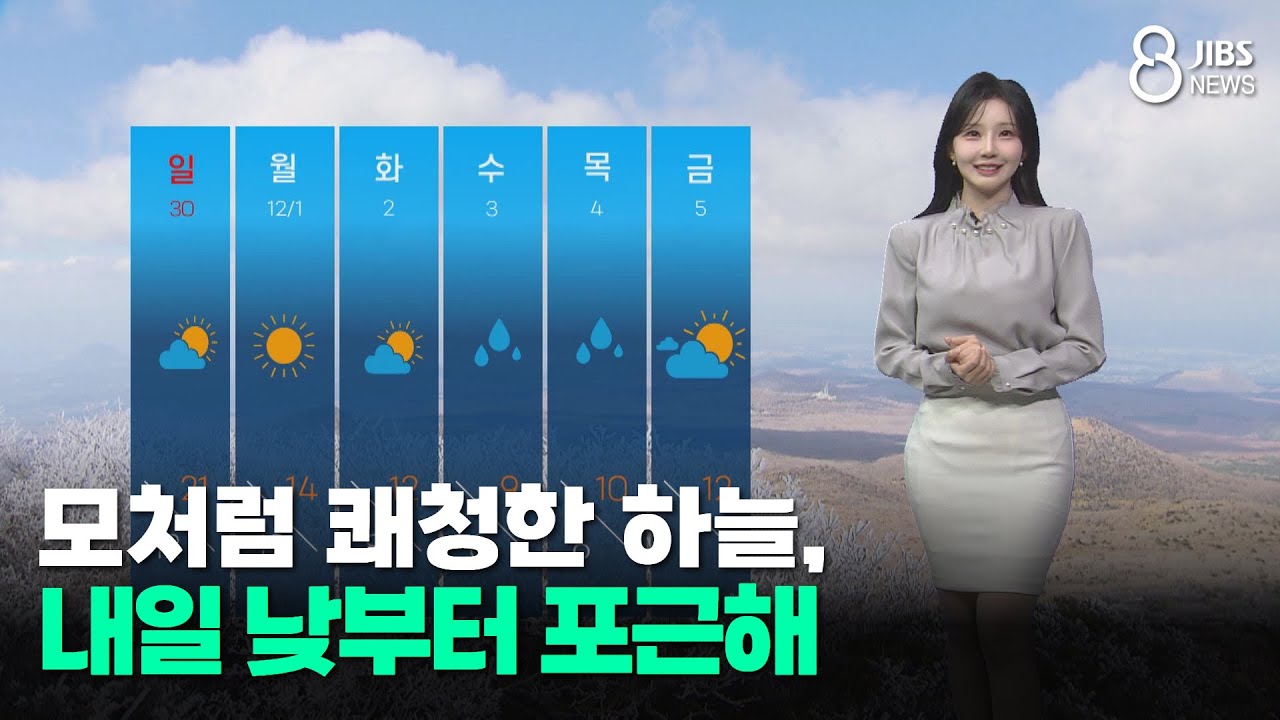 [제주날씨] 모처럼 쾌청한 하늘, 내일 낮부터 포근해 /JIBS/제주/2025.11.28