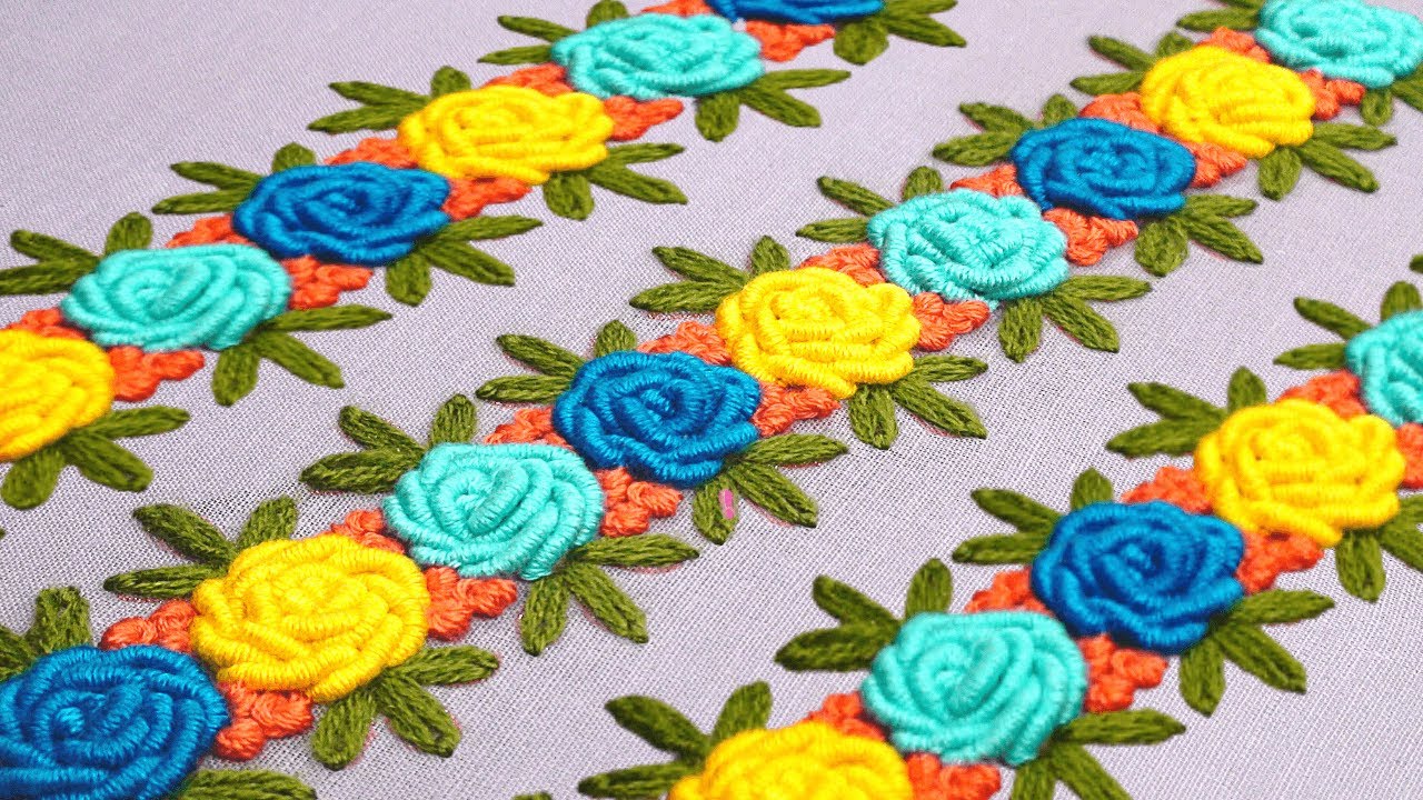 Most Beautiful Rose Flower Design for Your Baby Girls Frocks||New Border Design for Baby Girls Frock