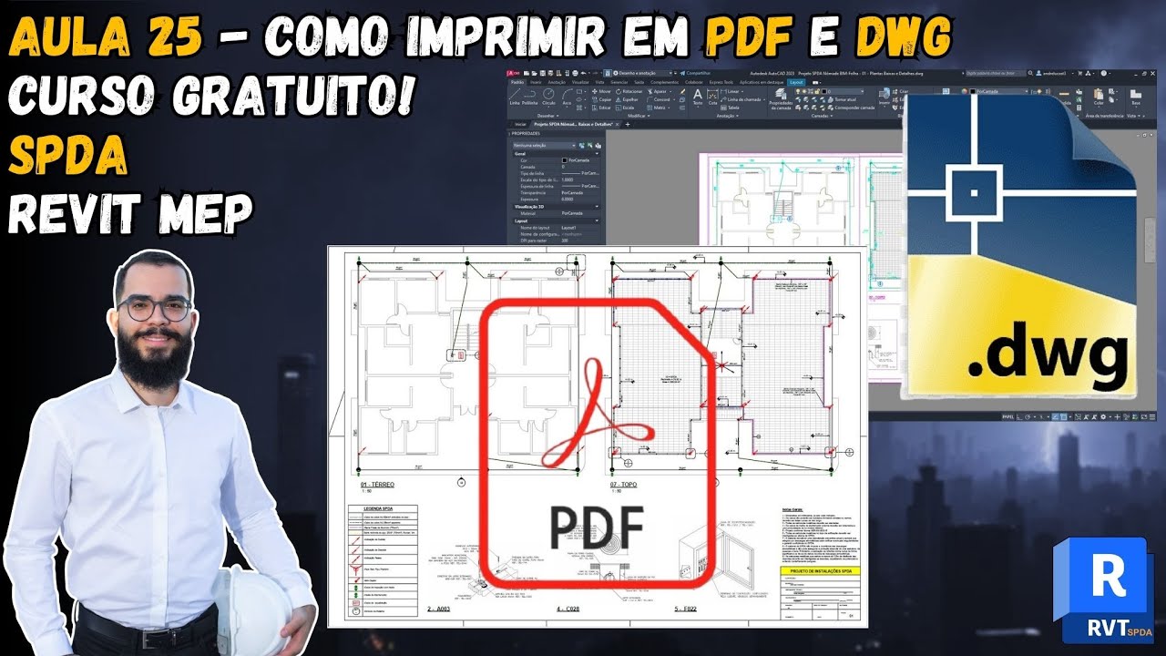 Aula 25 - Como Exportar o Projeto SPDA em PDF e  DWG (+ Grupo de NetWork) - Curso SPDA no REVIT