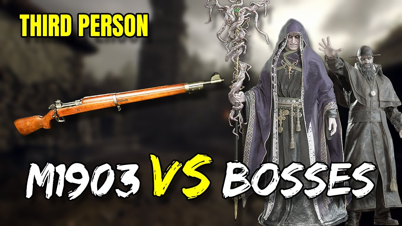 Max Level SR M1903 vs ALL BOSSES in Resident Evil 4 | Third Person POV - Professional Difficulty
