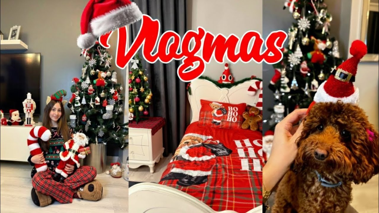 VLOGMAS #1🎄Yılbaşı alışverişi, Çam ağacı kurdum, Oda dekorasyonu #christmas 