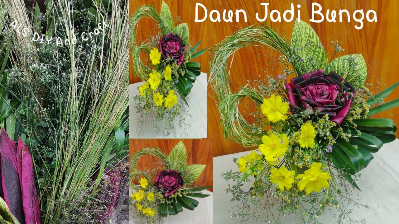 Cara Merangkai Daun Jadi Bunga | Cara Merangkai Bunga Dari Rumput Liar | DIY, Craft, and Tutorial