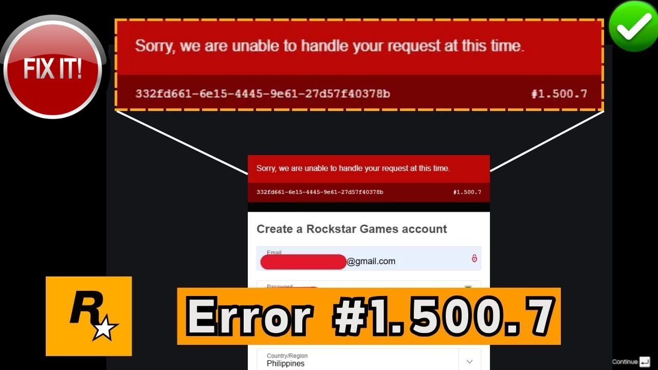 How to Fix Rockstar games We are unable to handle your request error 1.500.7
