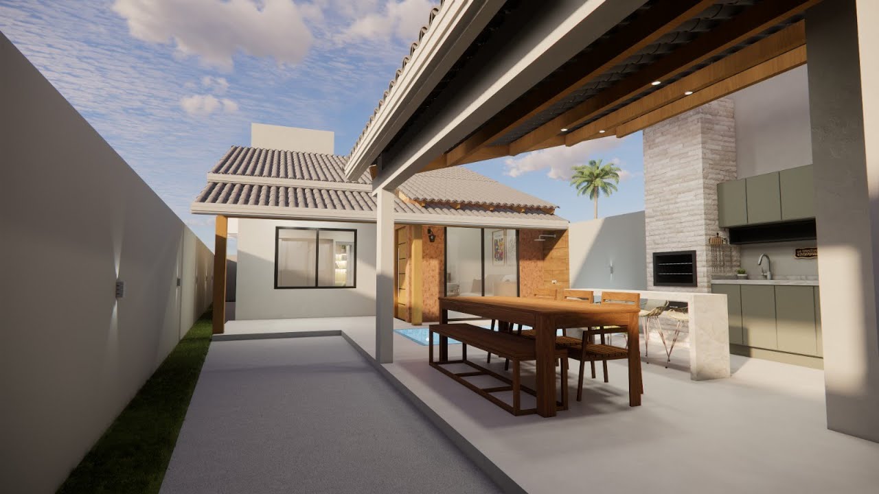 Projeto de Casa com 2 quartos em terreno 6x30 - 86m2 - Projeto 465