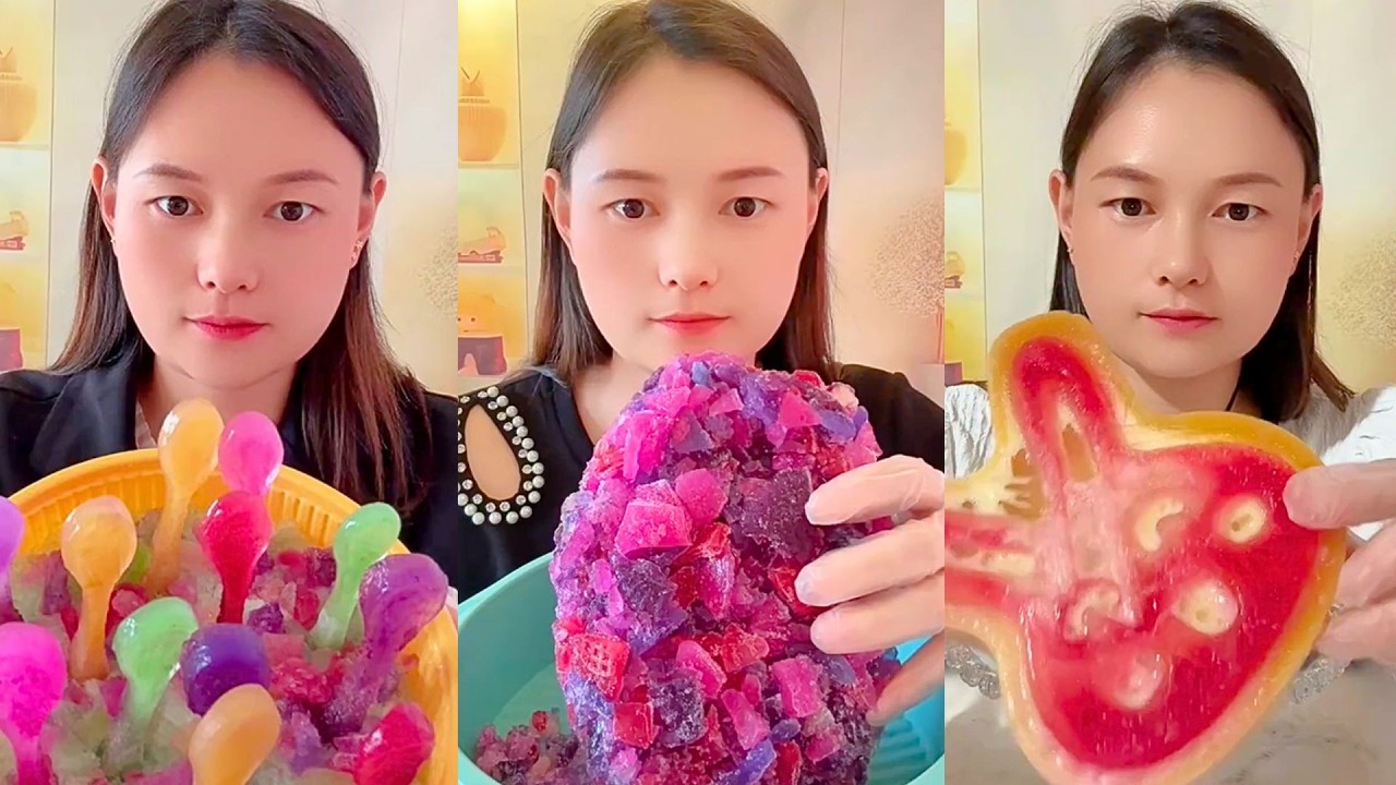 Crystal Candy Crunch and Bunny Jelly Dessert Mukbang