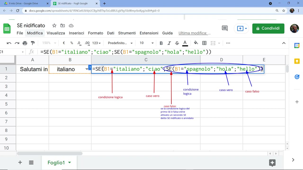 SE nidificato (Fogli di Google)