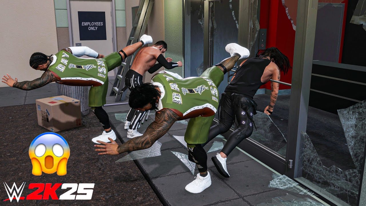 WWE 2K25 - Jey Uso and Jimmy Uso destroys New Judgment Day at Backstage Brawl | Gameplay