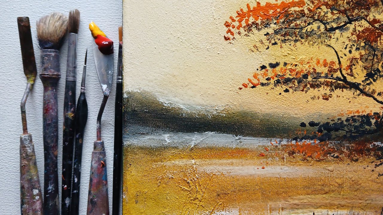 From OLD Painting to NEW Art | Acrylic Texture Landscape on Reused Canvas #acrylicpainting #artvideo