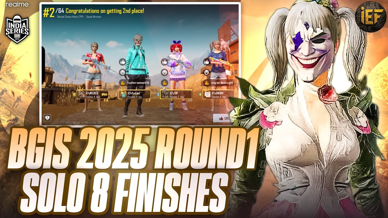 SOLO 8 FINISHES🔥|| REALME BGIS 2025 ROUND 1🚀|| iEFxWICKED🦁