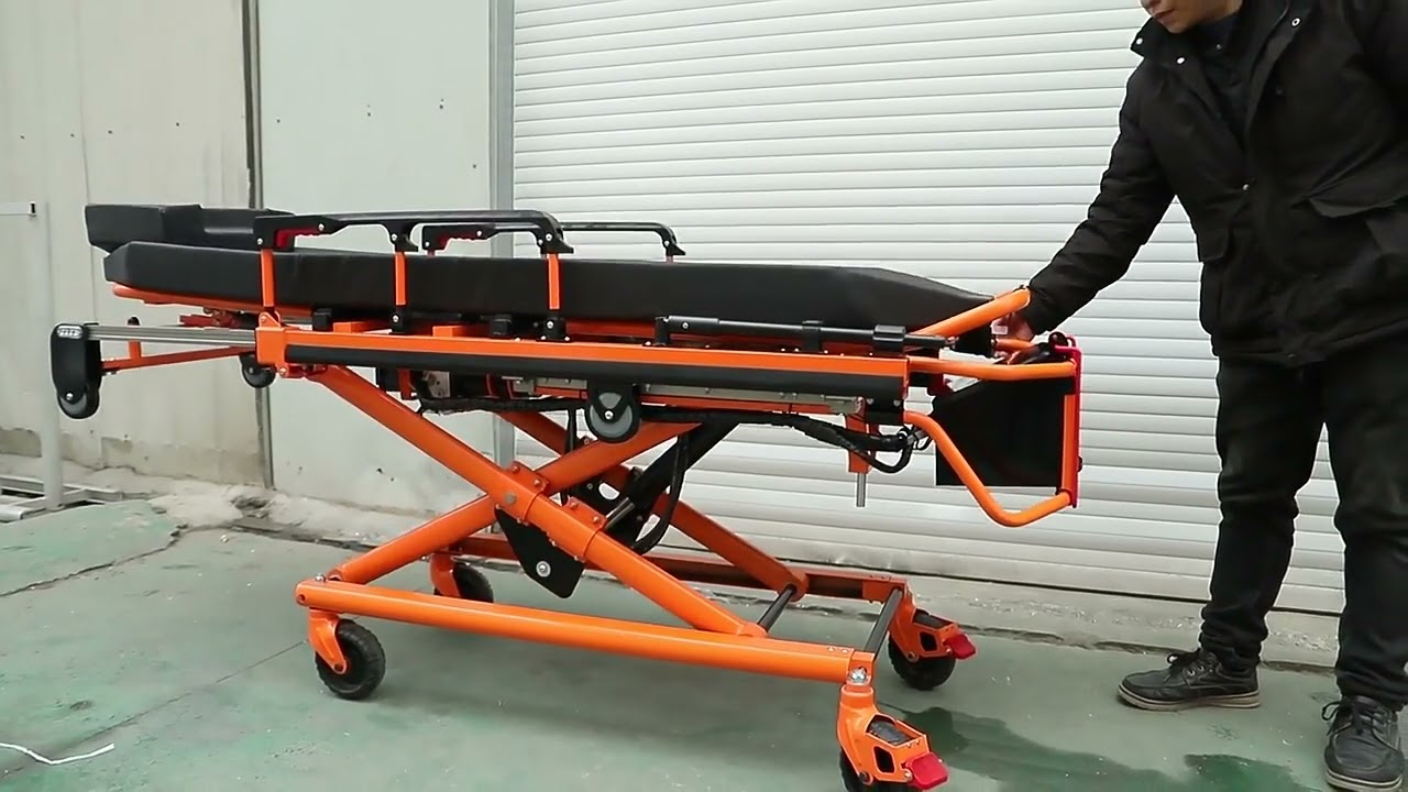 Powered Ambulance Stretcher Electric Ambulance Cot Automatically Loading stretcher