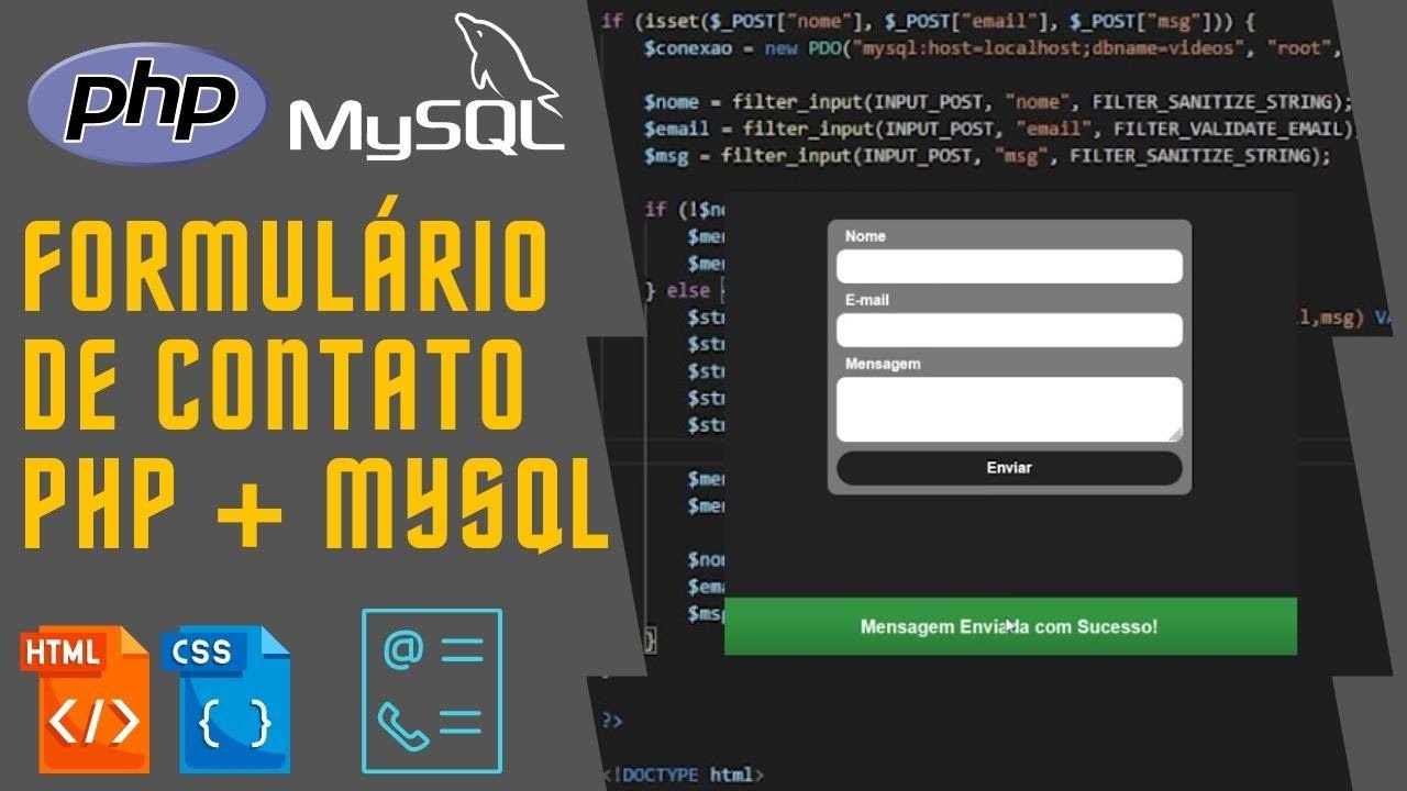 FORMULÁRIO DE CONTATO COM PHP + MYSQL