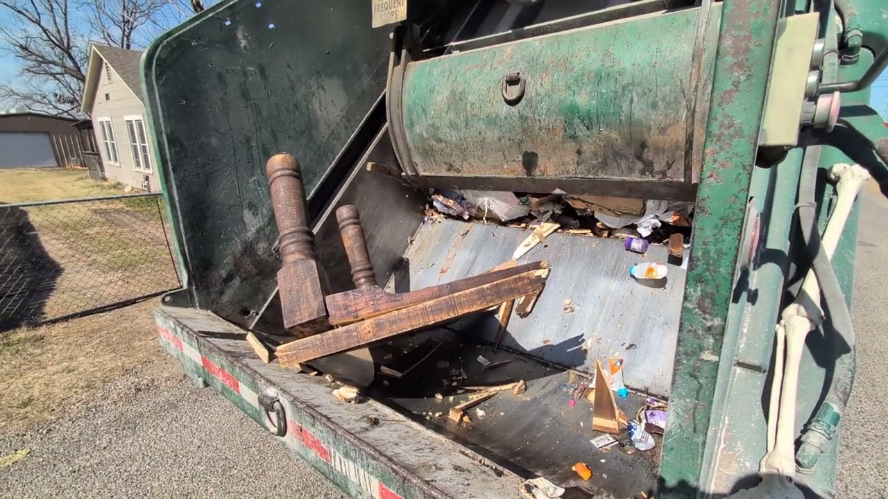 Garbage Truck CRUSHES a Massive Wooden Table 😳 | Compactor Destruction