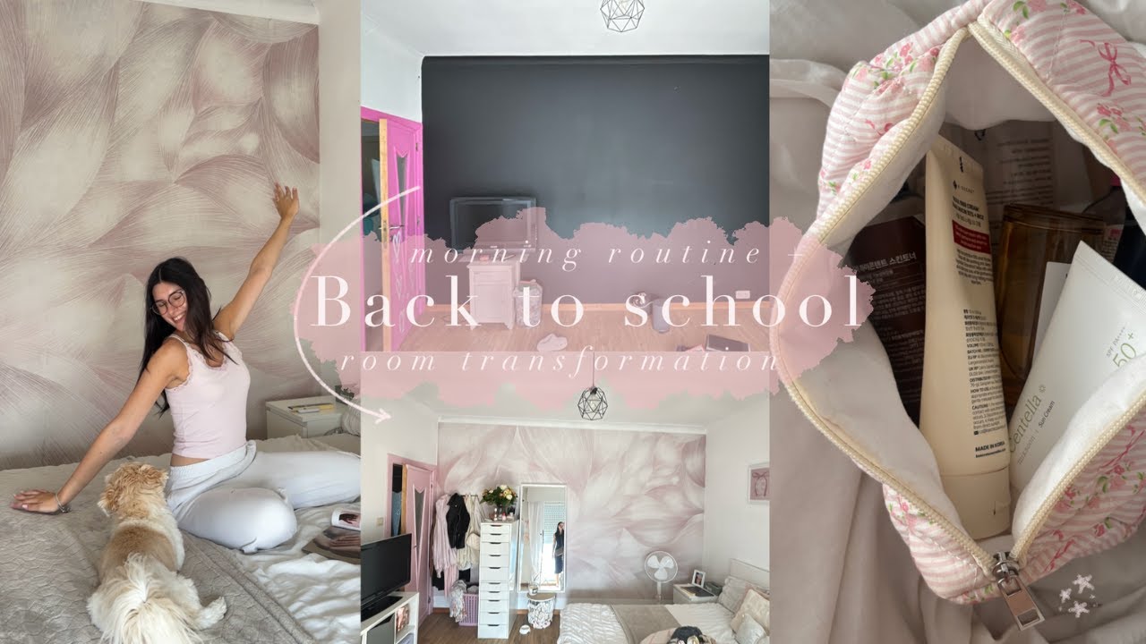 summer morning routine + back to school room transformation 🎧🎀🫧✨