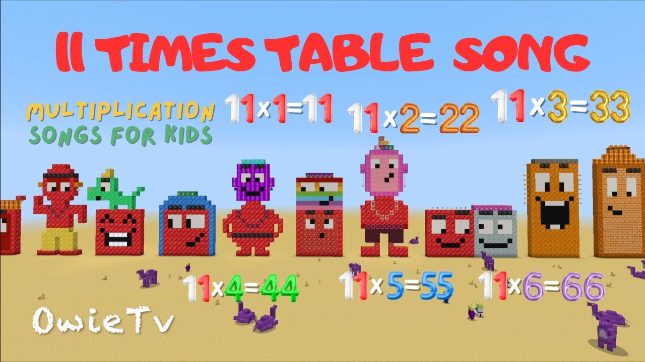 11 Times Table Song | Minecraft Numberblocks Counting Song for Kids | Multiplication Songs For Kids