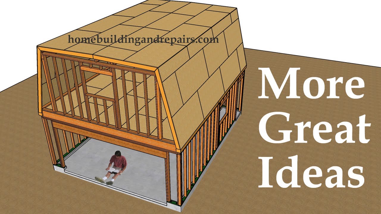 How To Build Two Car Garage With Half Mansard Roof And Stairs - Building Education Series Part 17
